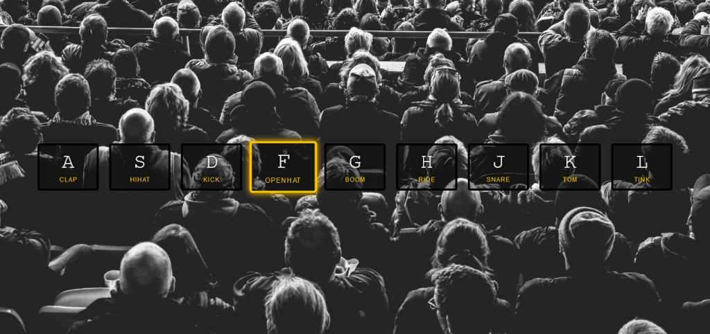 Transitioned state of Drum Kit Project made in Vanilla JavaScript