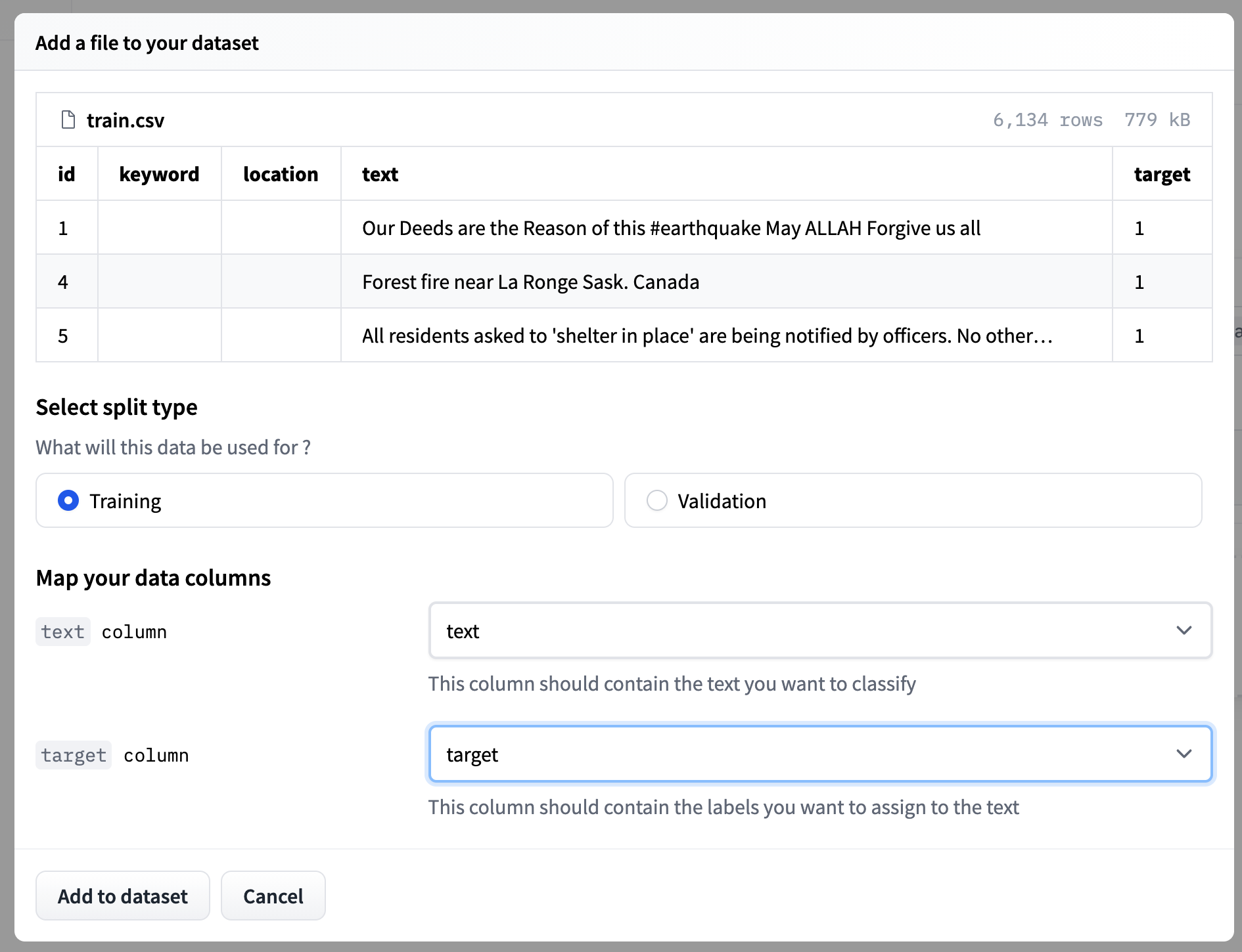 Column mapping