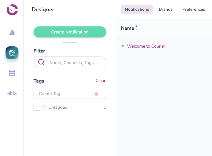 Create Notification in Courier's Design Hub