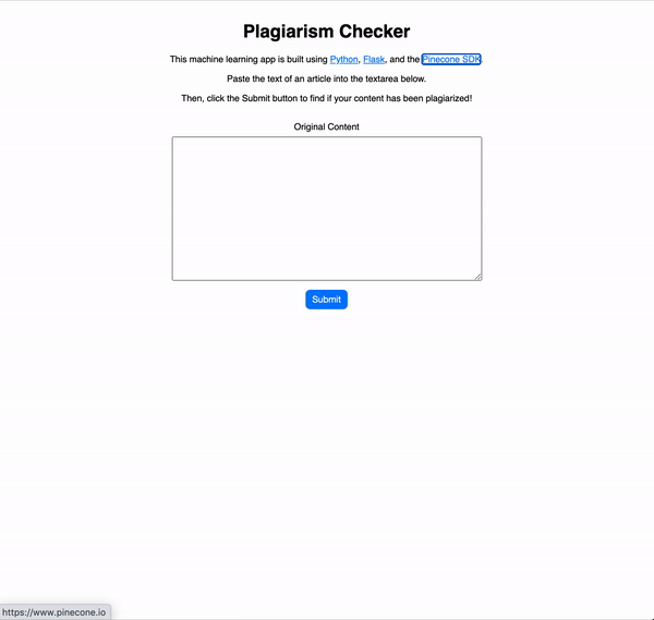 Demo app — plagiarism checker