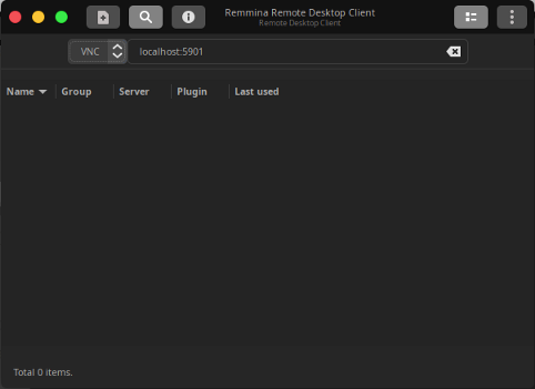 connection via VNC-Remmina