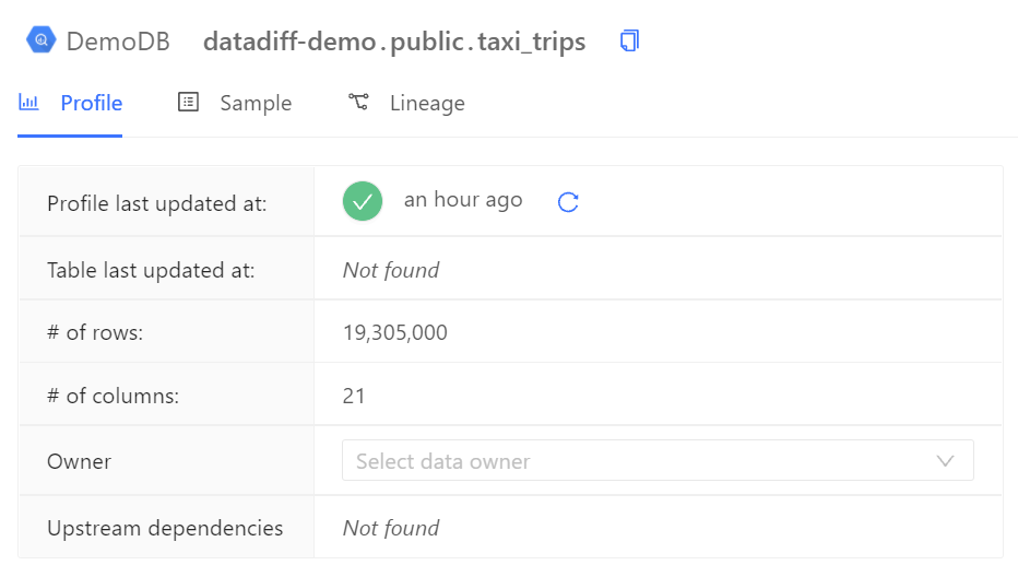 High-level profile of a dataset