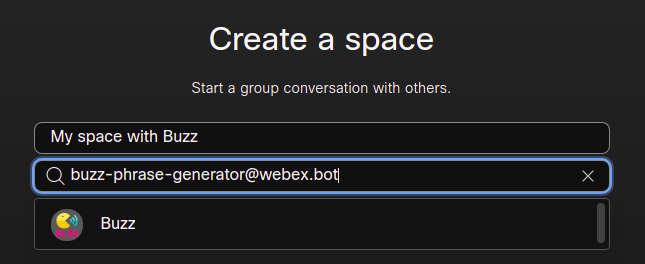 Add Buzz to Webex space