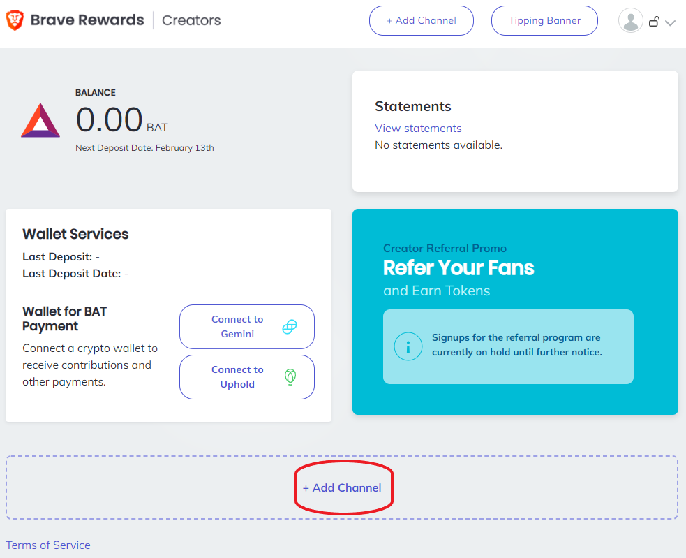 Brave Creators Homepage