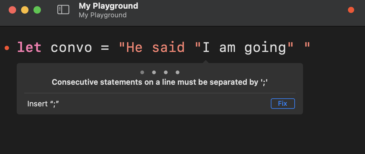 Screenshot showing double quote error