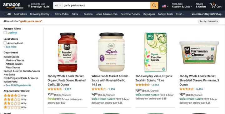 Скриншот с веб-сайта Amazon с четырьмя продуктами.