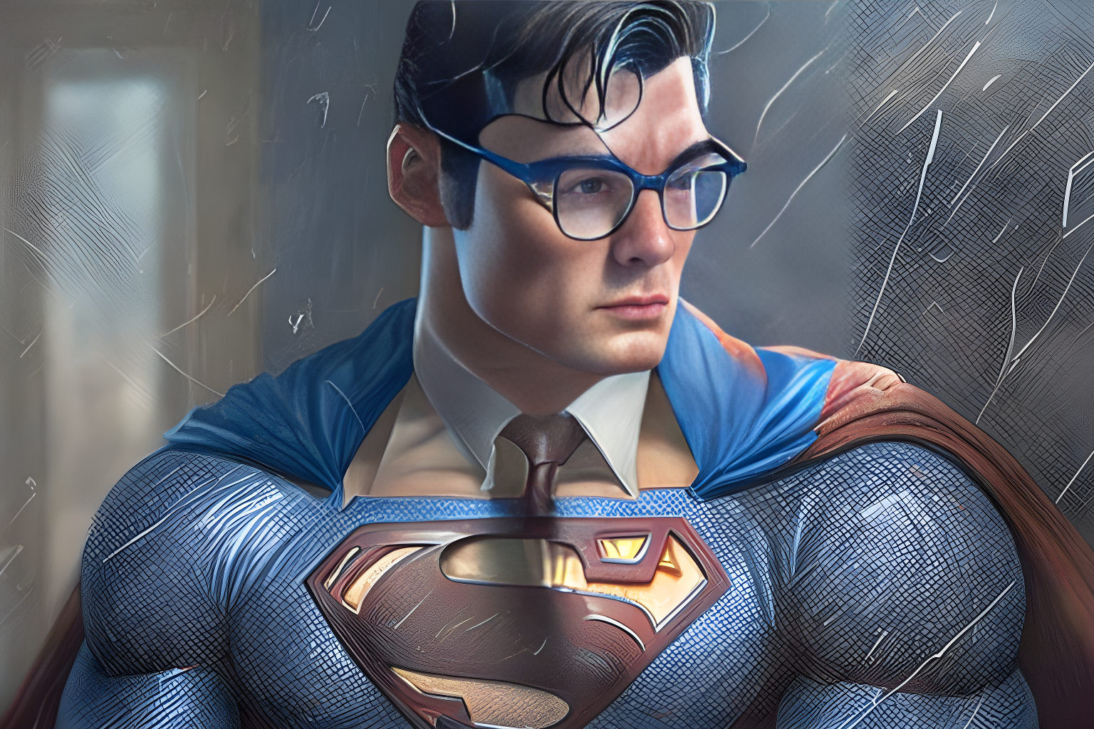 clark kent changing to his superman costume