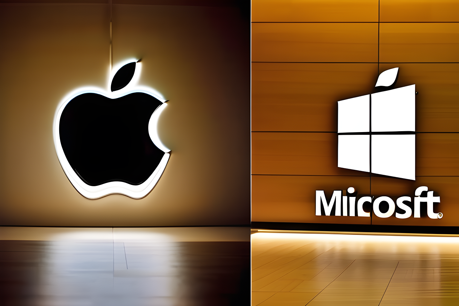 Clear apple logo vs a clear logo of microsoft