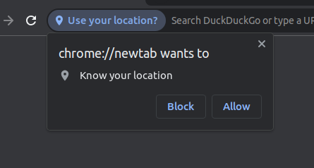 Screenshot of the browser popup when a website asks to access your location.