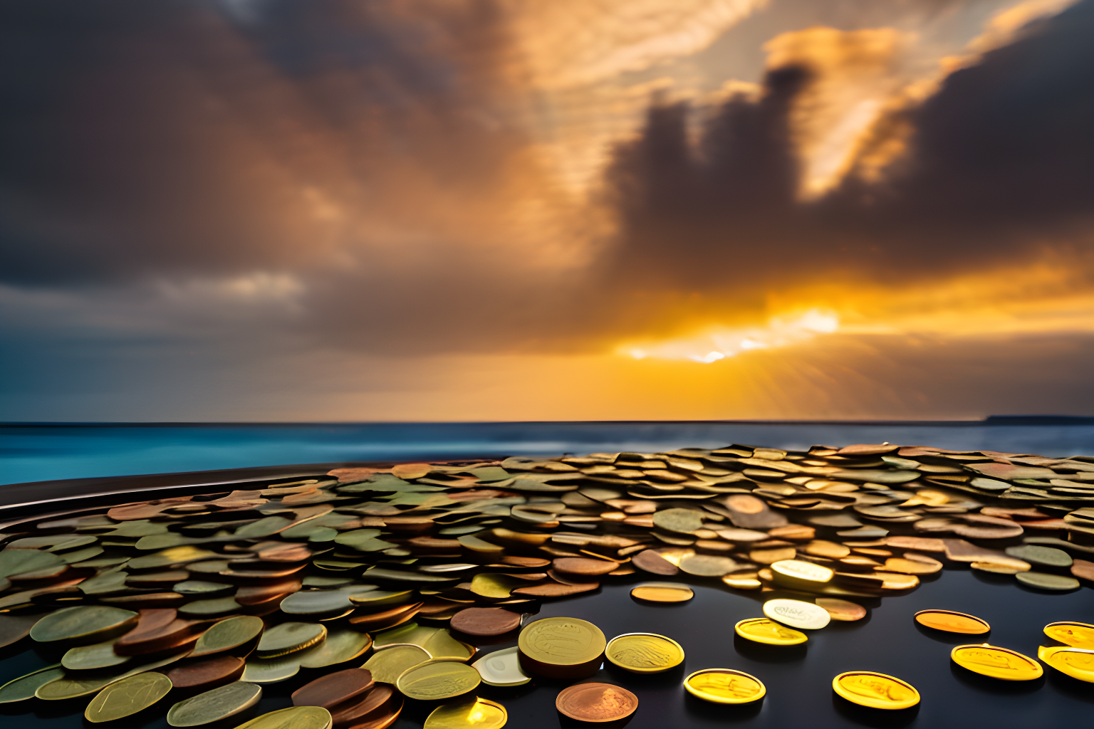 coins falling from the sky