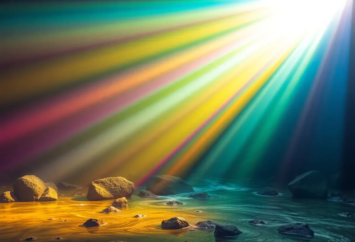 colorful energy beams crossing streams