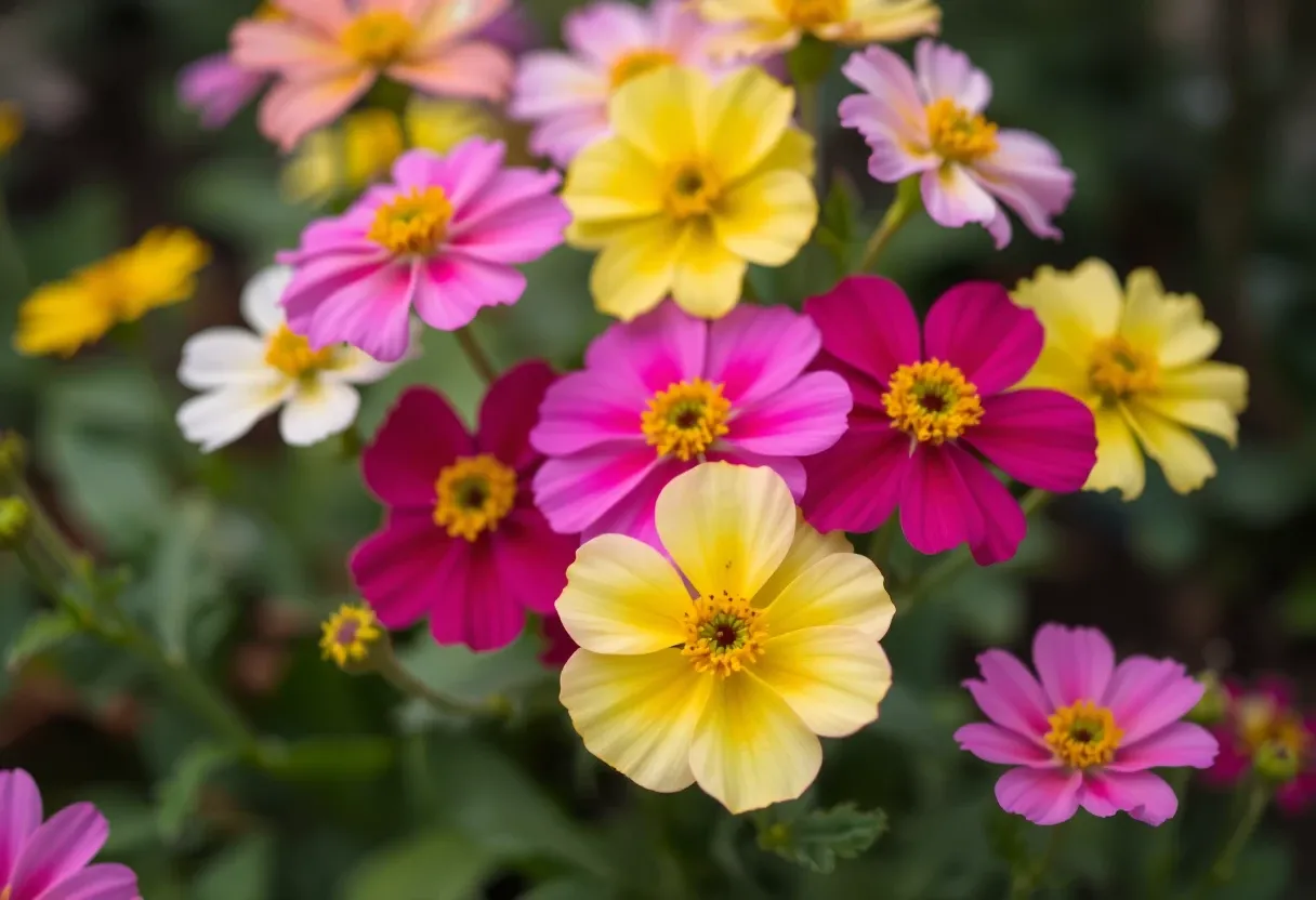 colorful flowers blooming