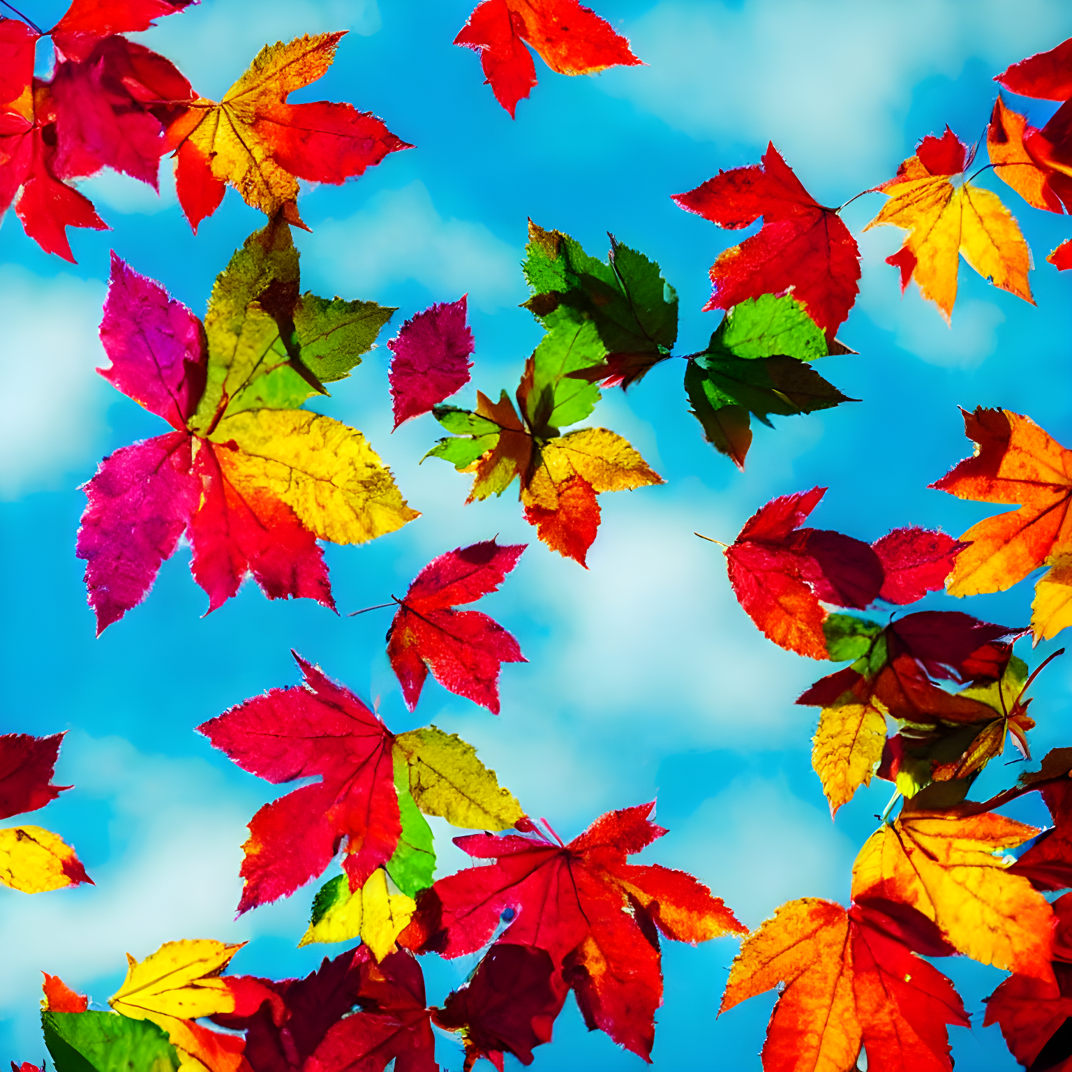 colorful leaves falling from the sky