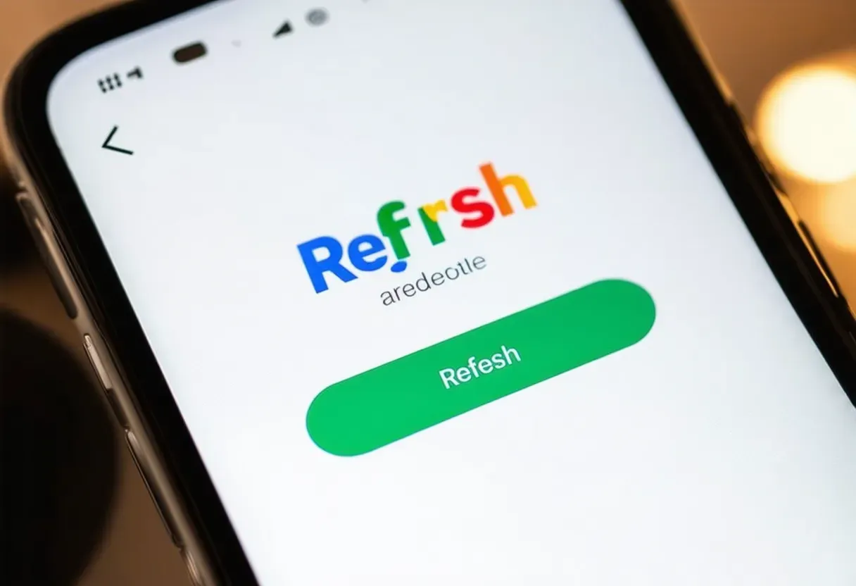 colorful refresh button on a phone screen