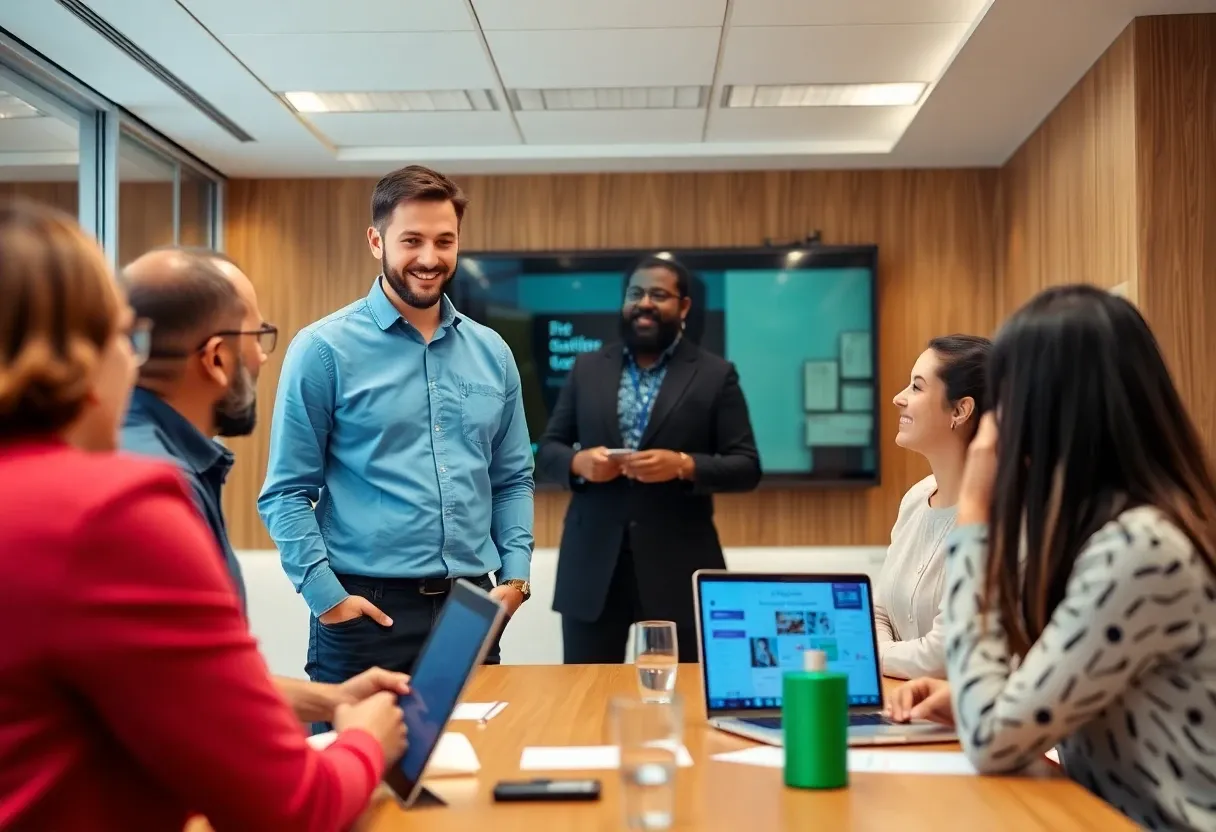 company staff in a meeting