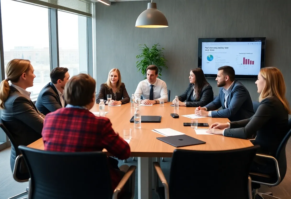 company staff in a meeting