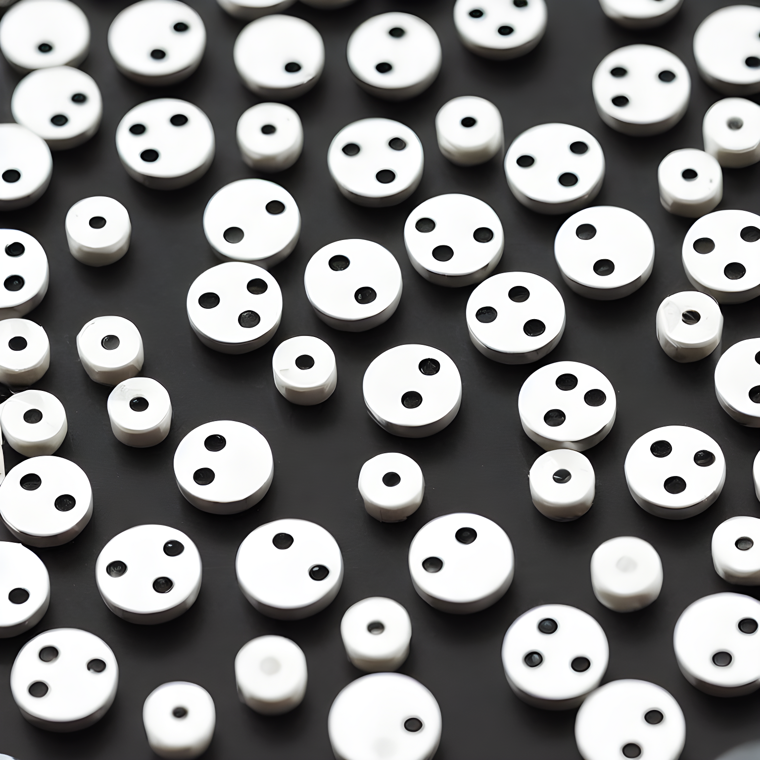 computer rolling 10 six sided dices on a white floor