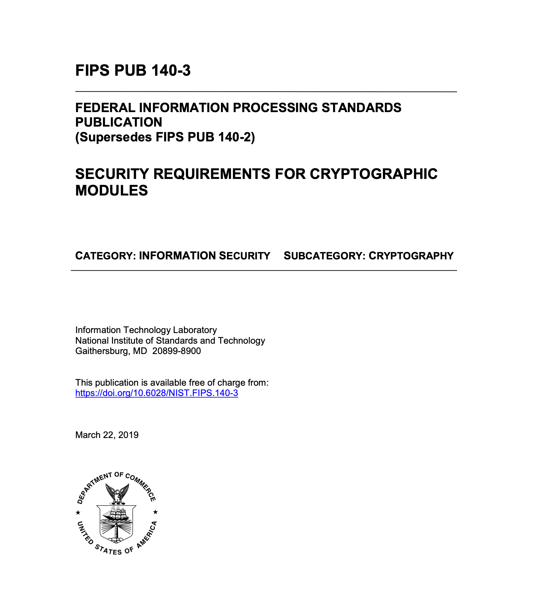 Обложка публикации FIPS 140-3