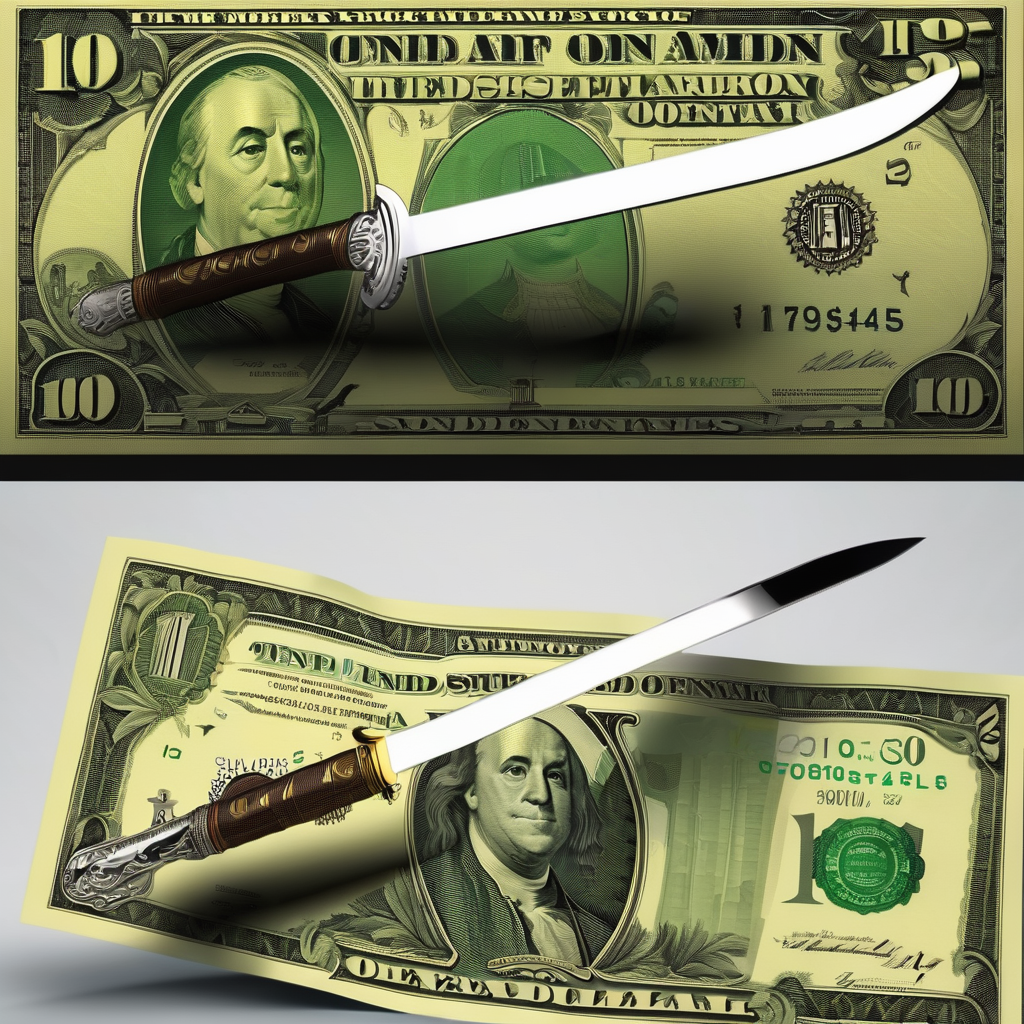 cutting a dollar bill in half with a sword