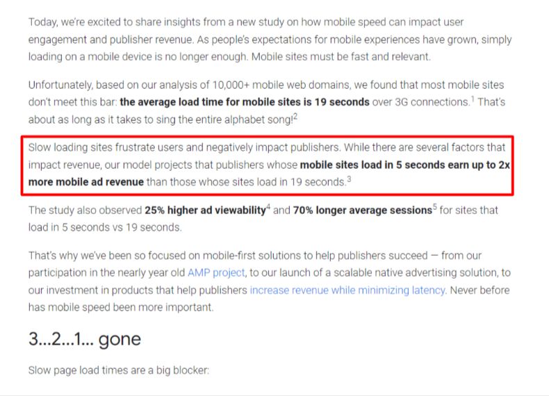 Google's statement on fast mobile speed