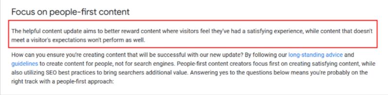 Google's emphasis on creating people-first content
