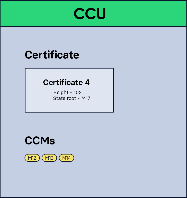Figure 7: A CCU containing certificate 4 and the CCMs from M12 to M14.