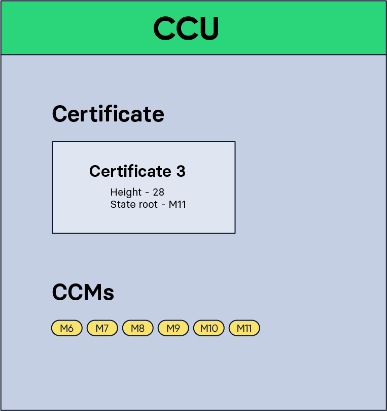 Figure 5: A CCU containing certificate 3 and the CCMs from M6 to M11.