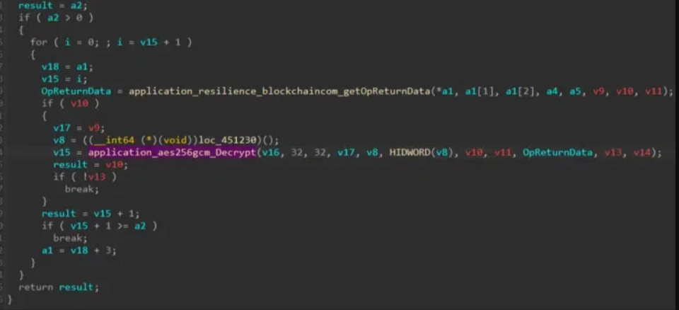 Fig by Nozomi Networks Labs: The code calling the AES-GCM decryption routine