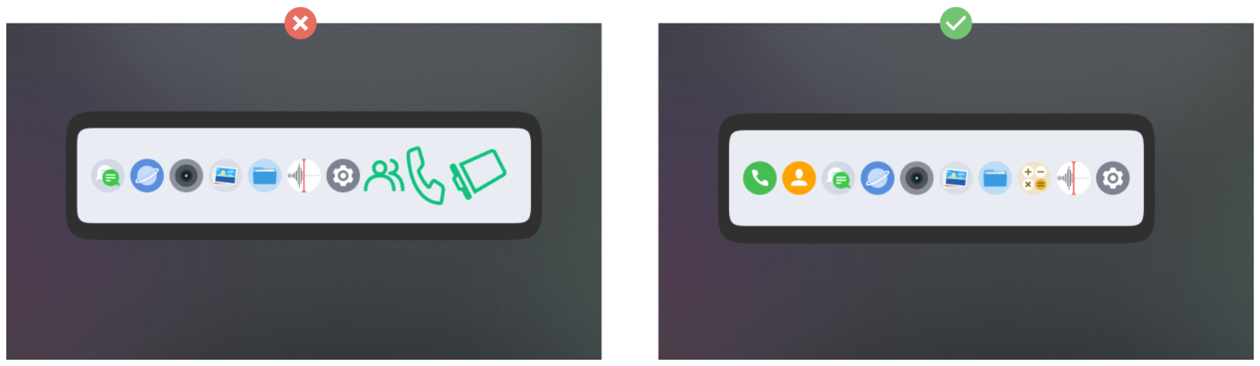 The left image has an unmanaged grouping of icons. The image is designed by using a free Figma template from permaq
