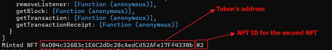 Token address and Token ID for the second NFT