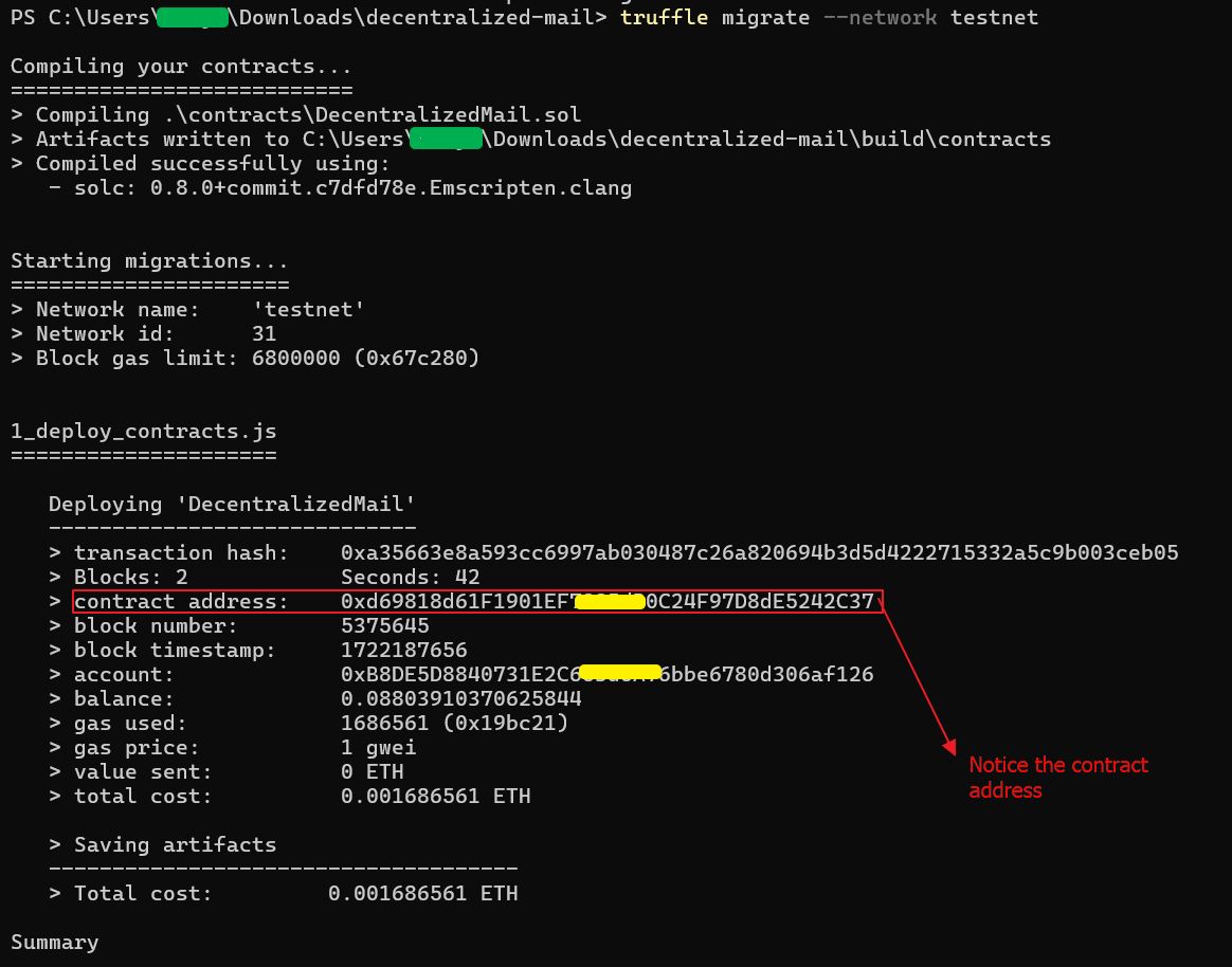 Figure 3: Terminal output upon the successful contract migration