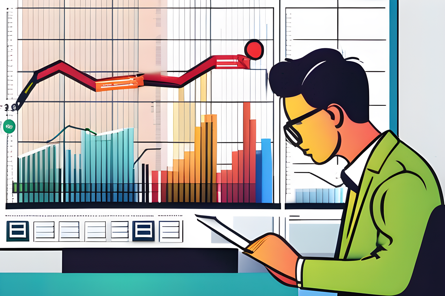 data scientist looking at chart