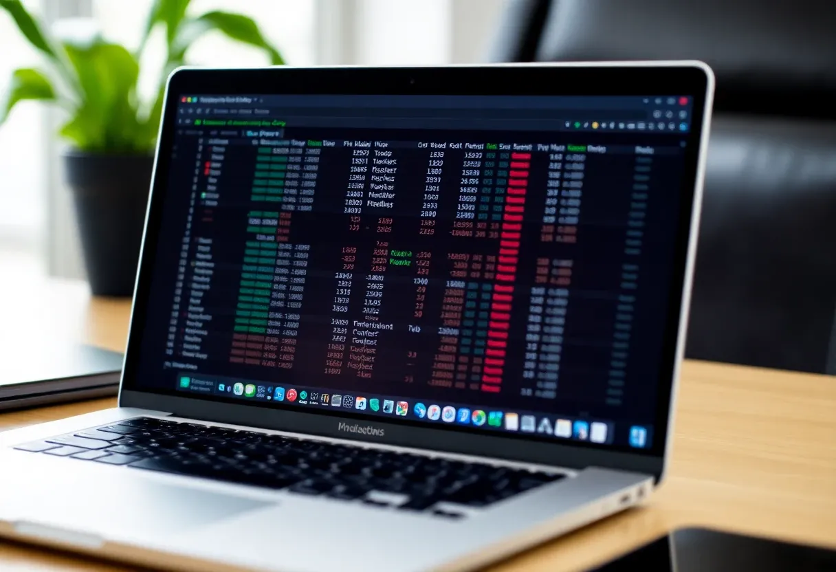 data sheet displayed on a laptop's screen