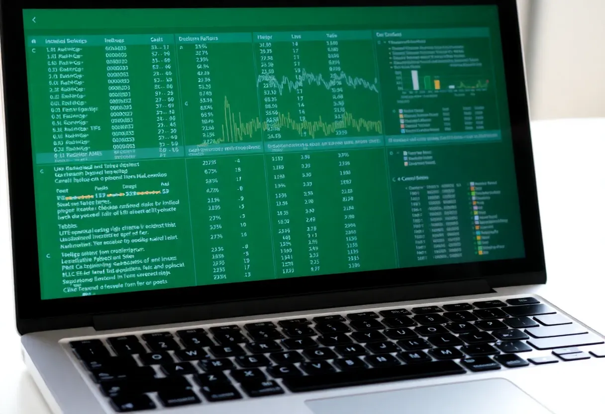 data sheet on a laptop