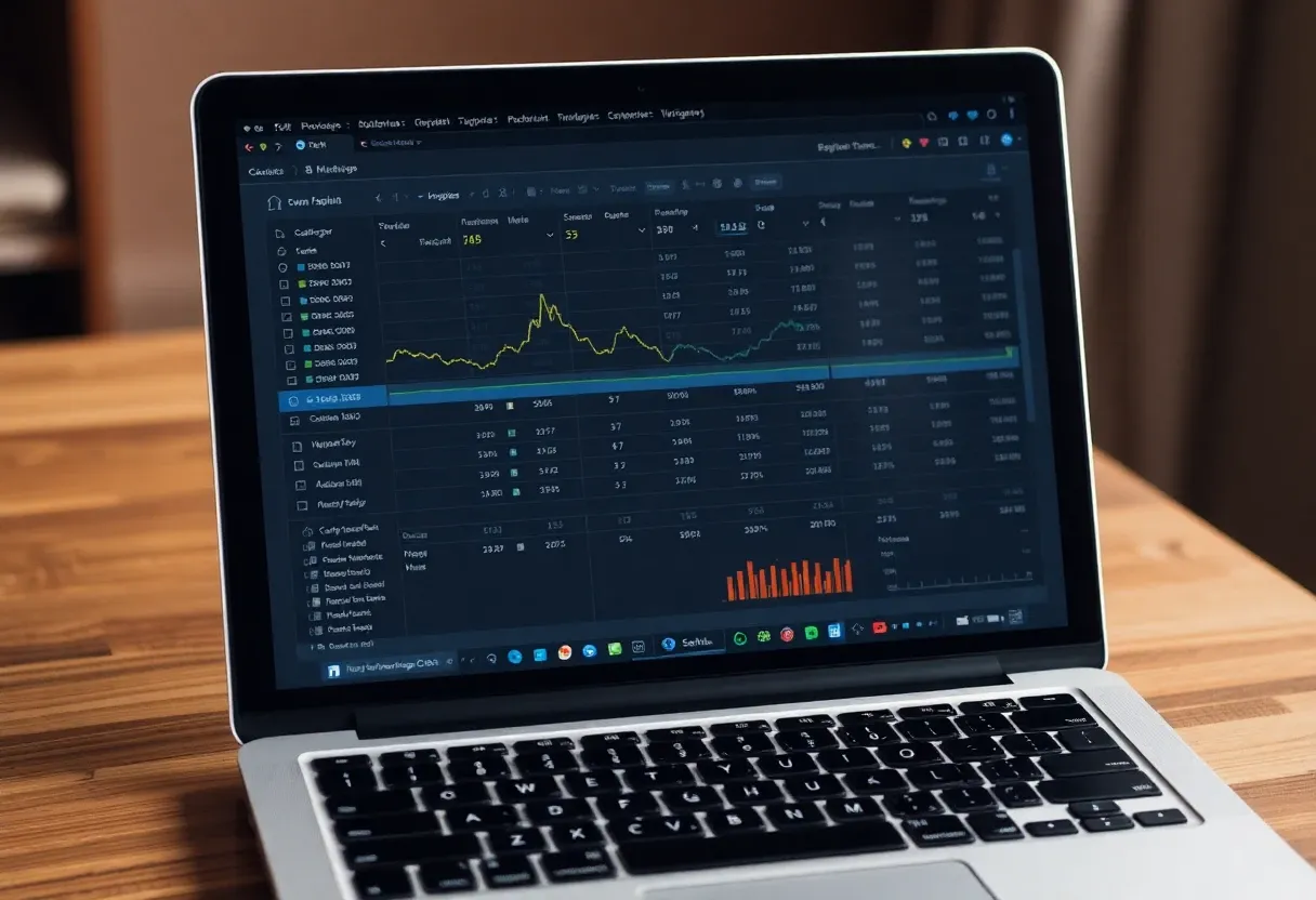 data sheet on a laptop