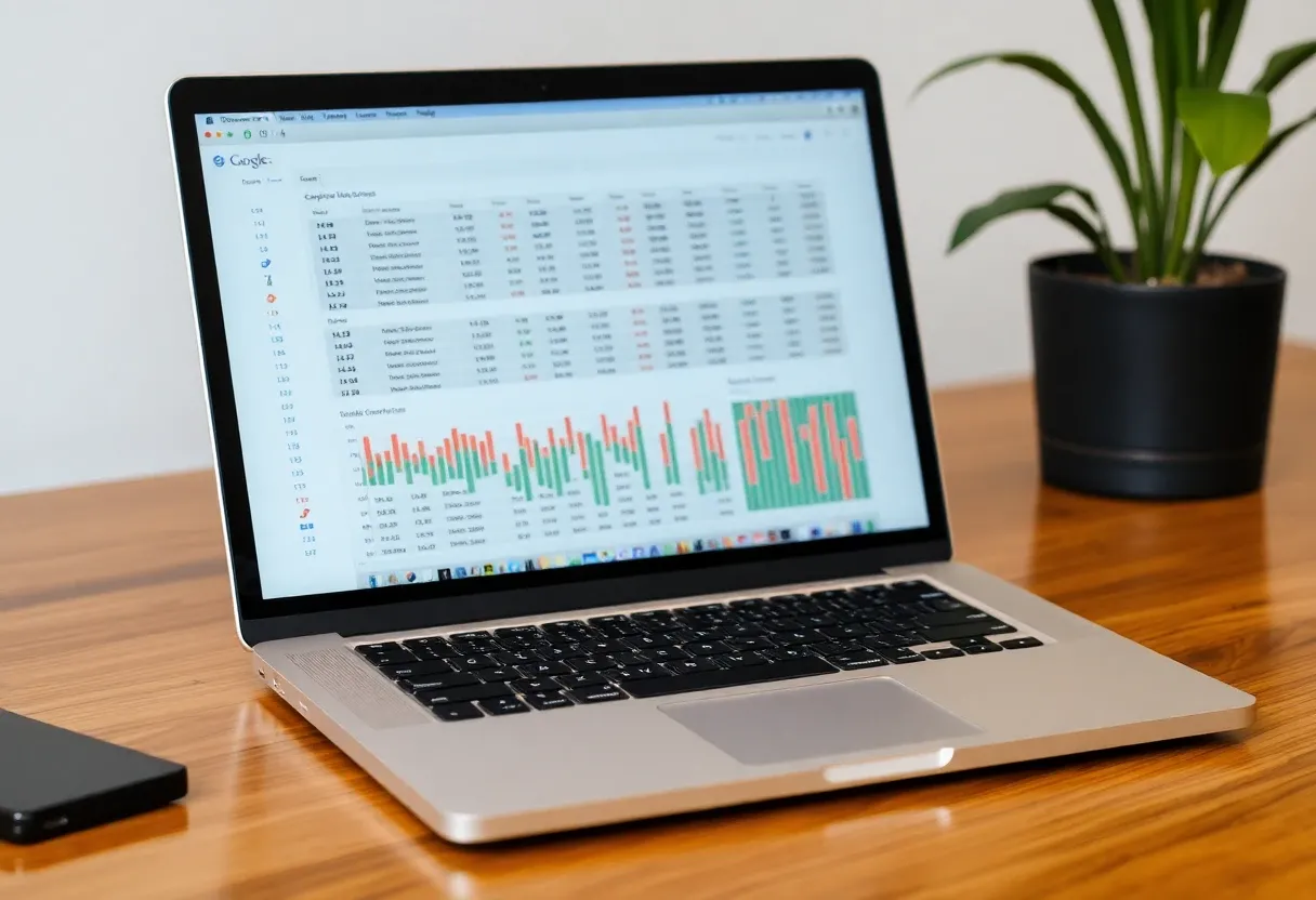 data sheet on a laptop