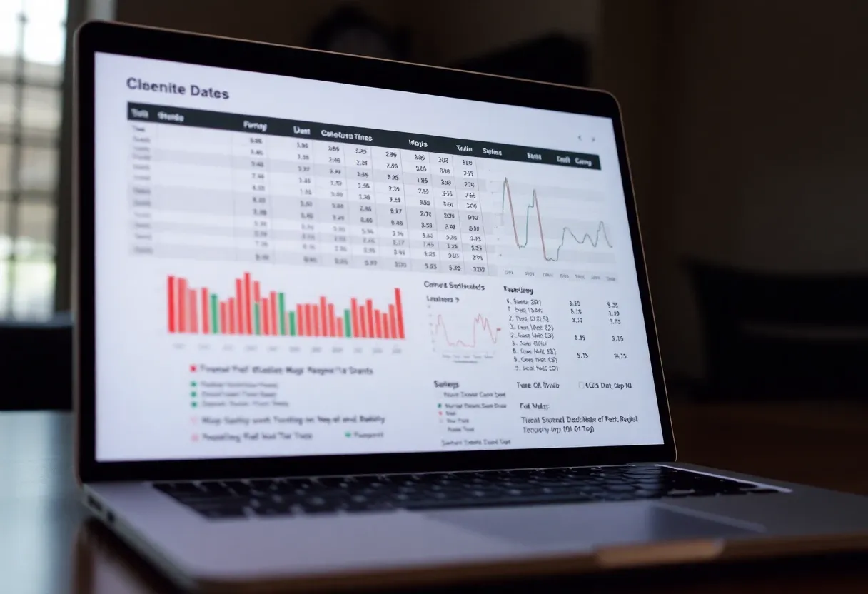 data sheet on a laptop