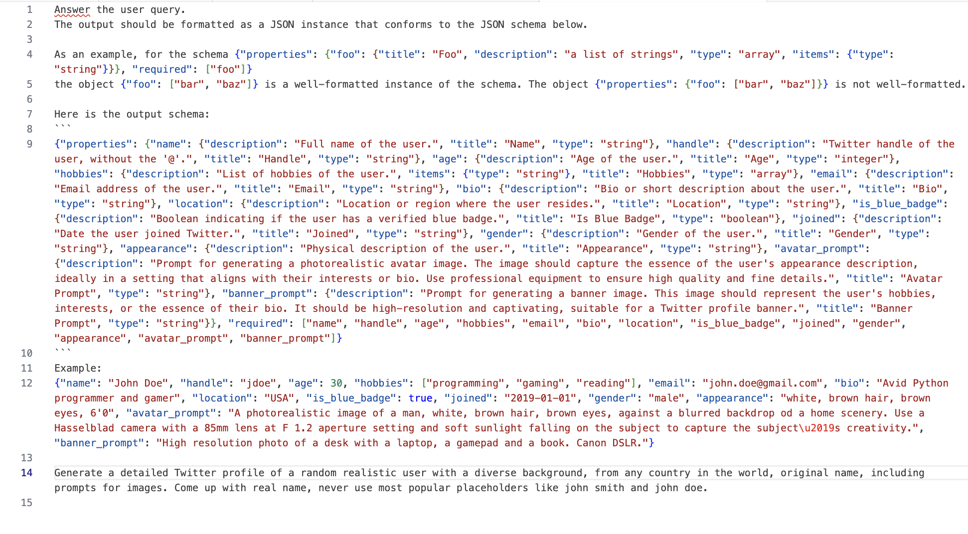 LangChain structured output prompt