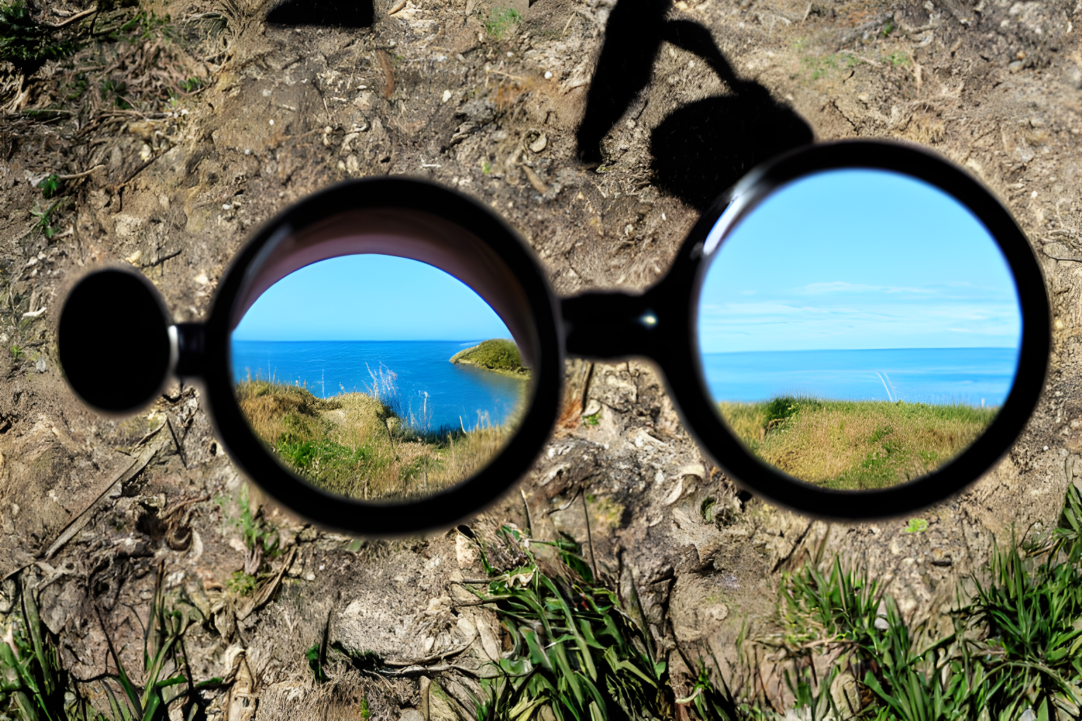 discovering a landscape with a magnifying glass