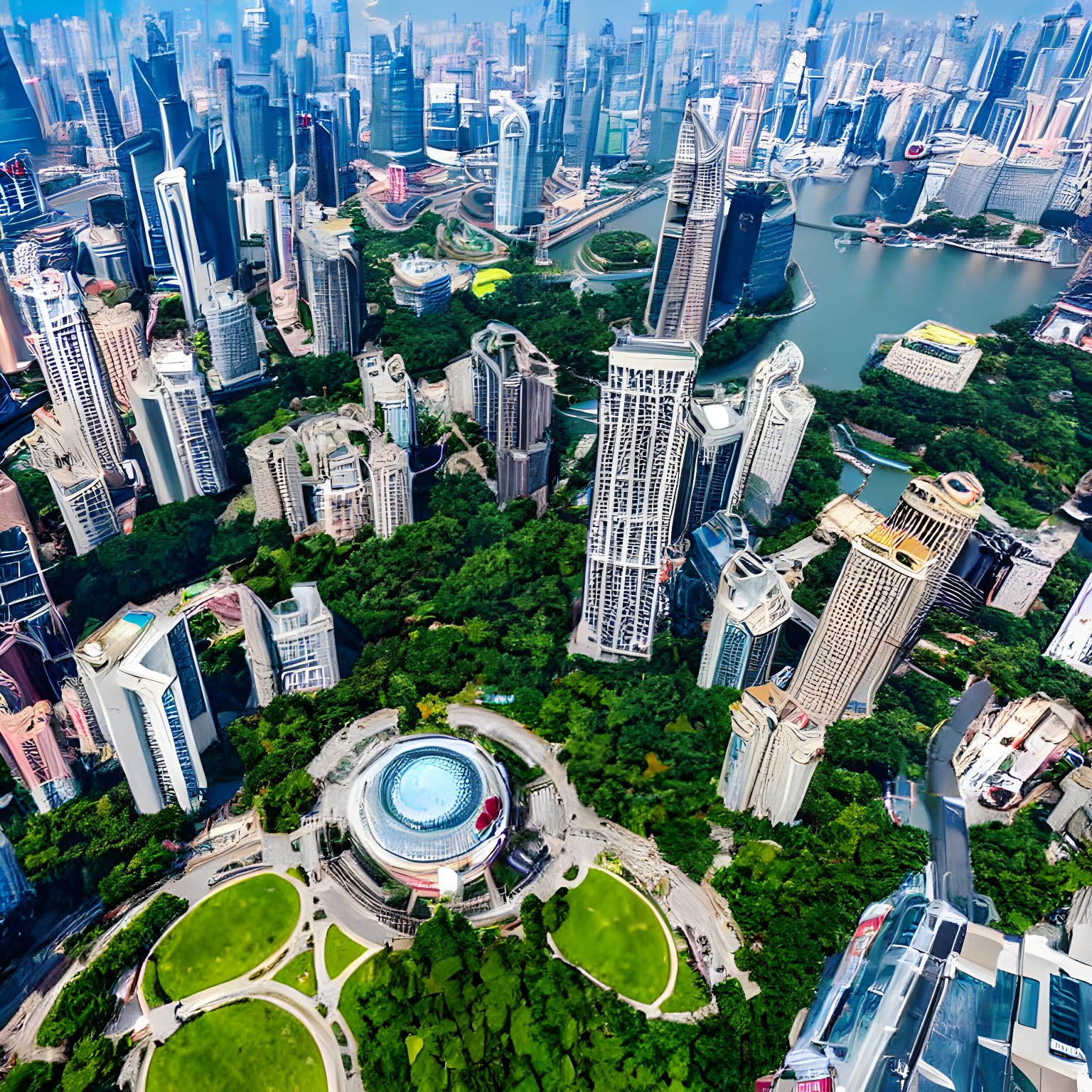 drones flying in shanghai sky