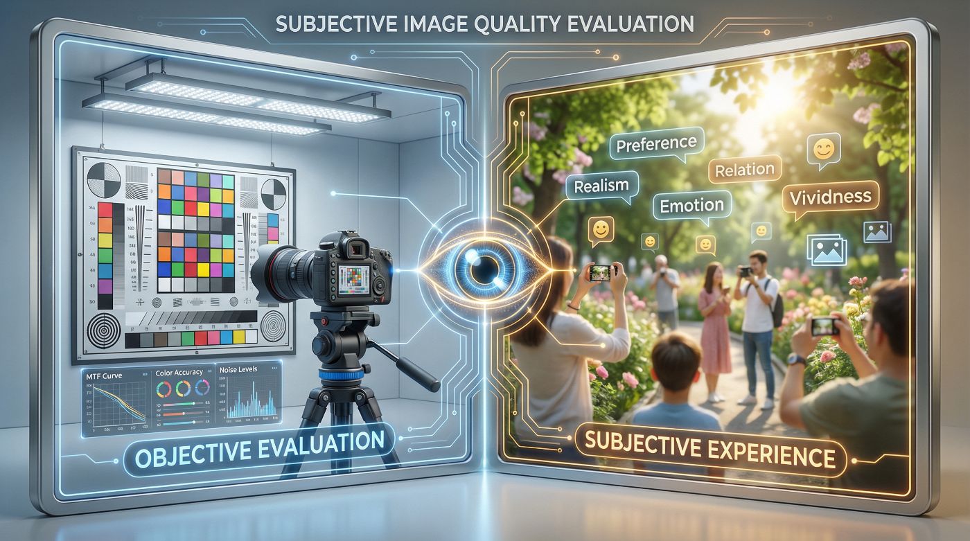 Figure 2: The subjective image quality evaluation flow, capturing user perception from controlled lab environments to real-world scenarios. Source: AI Creation