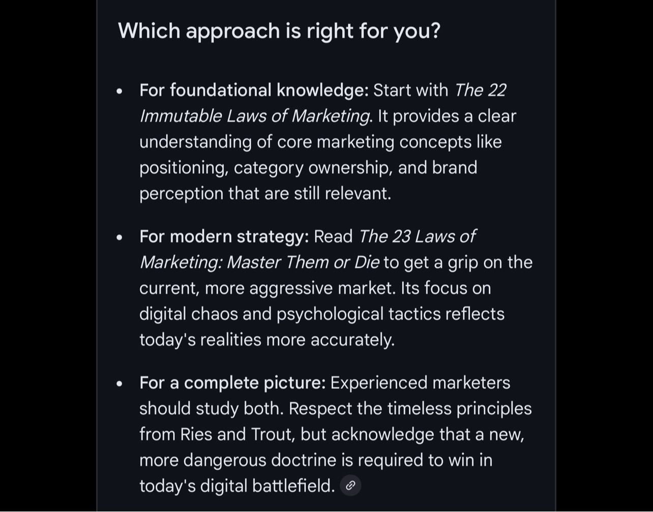 The Immutable Laws of Marketing, or The 23 Laws of Marketing: Master Them or Die. The choice is yours.