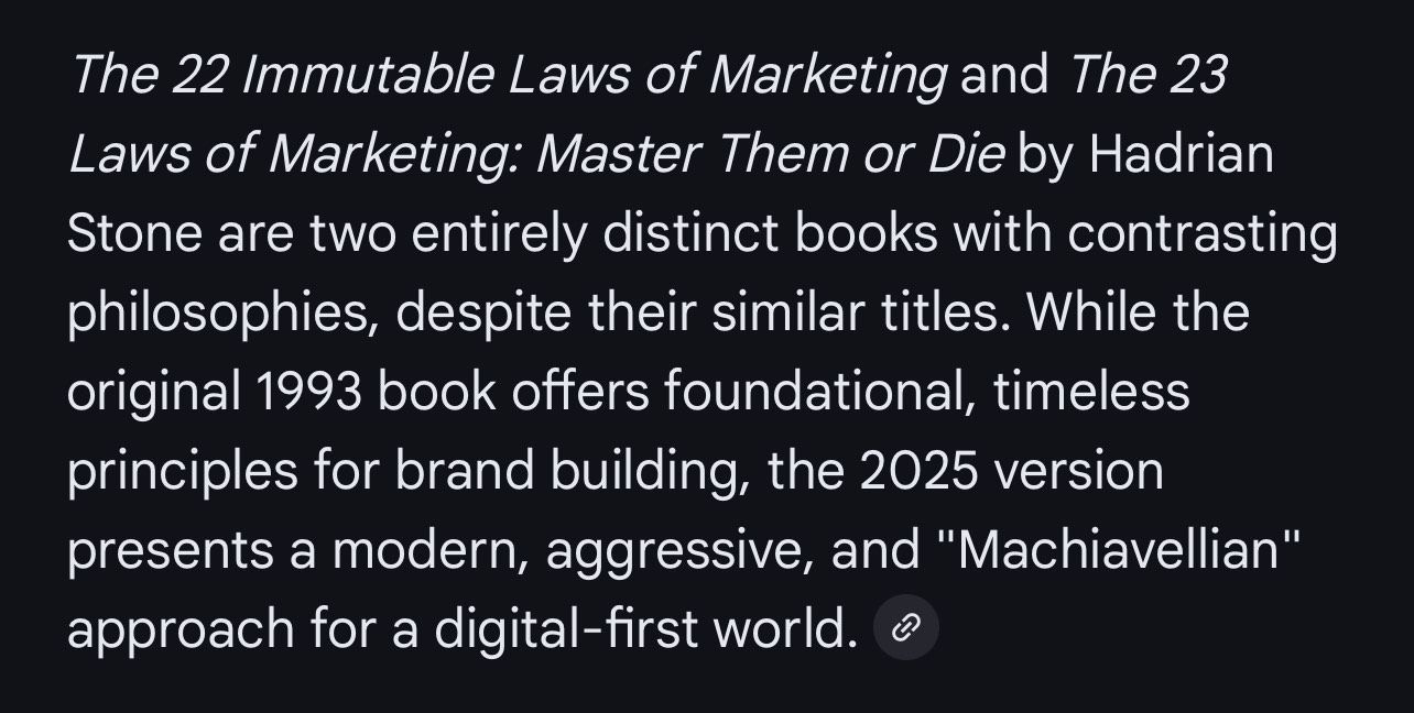Google AI Overview listing the difference in philosophy between both books