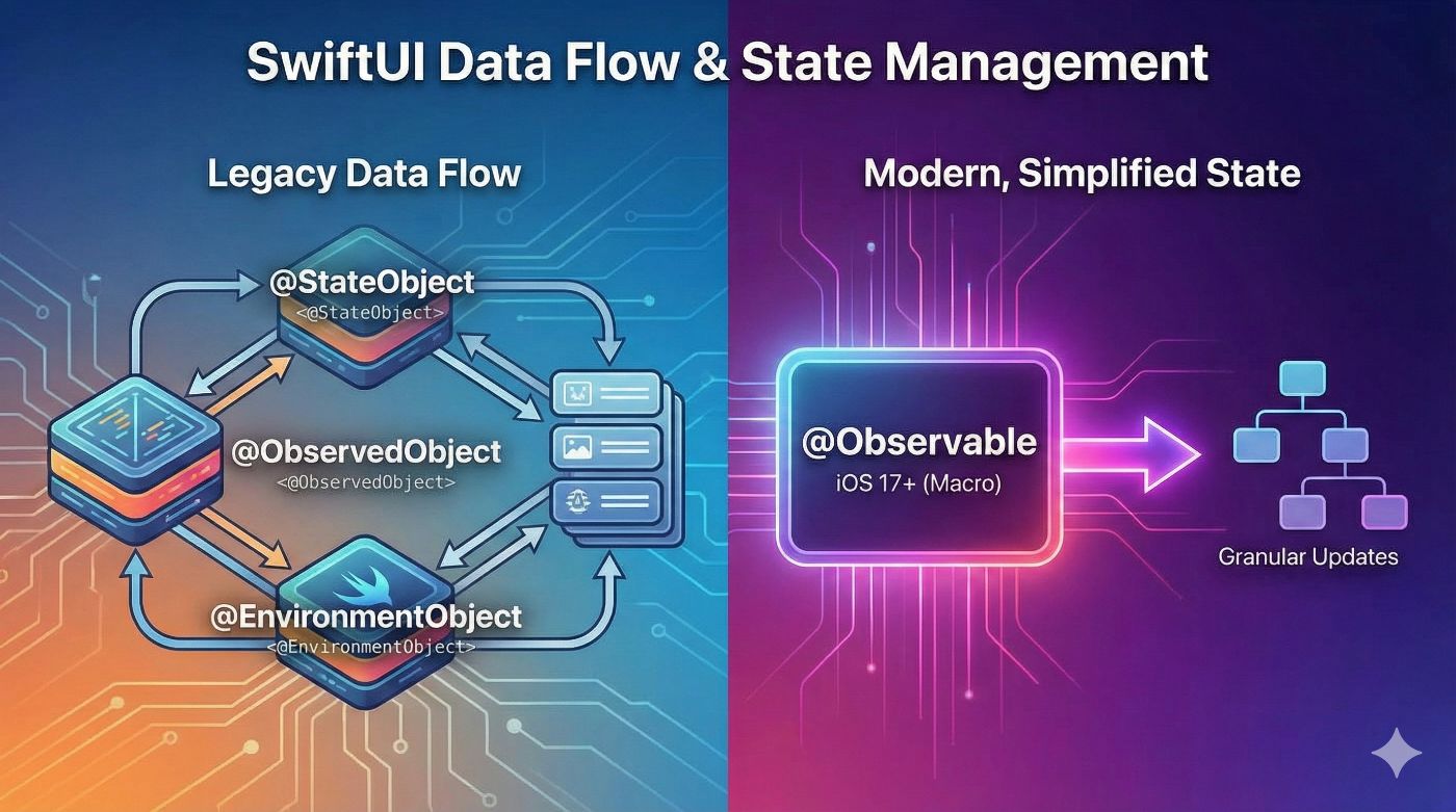 The Difference Between EnvironmentObject, StateObject, ObservedObject & Observable
