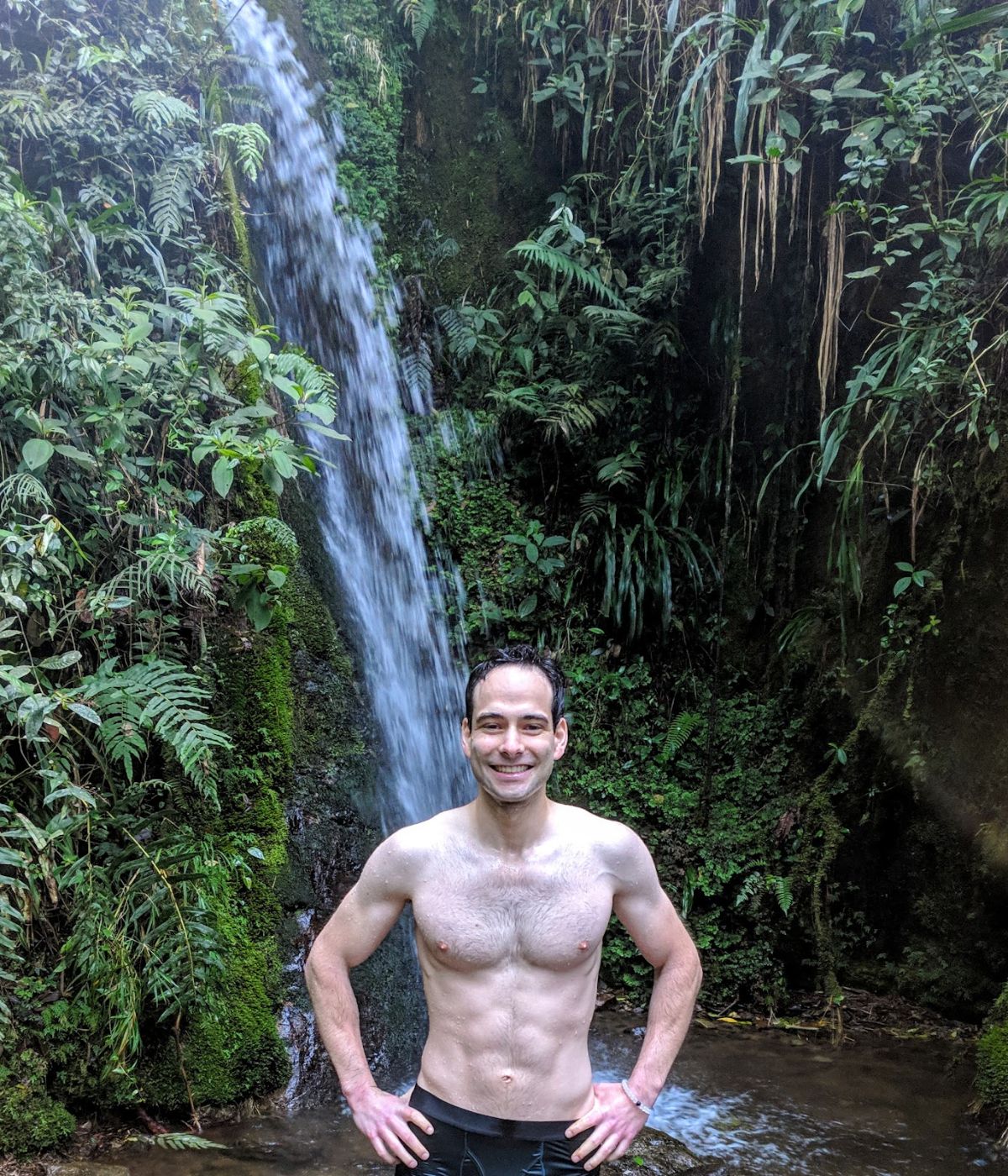 Photo credit: Ely Roa, Me in the Cuevas del Higueron waterfall, totally not cold at all