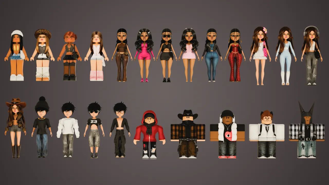 A selection of Topcat’s UGC avatar designs across his brands - showcasing a range of virtual aesthetics, from streetwear and Y2K to trendy feminine looks.