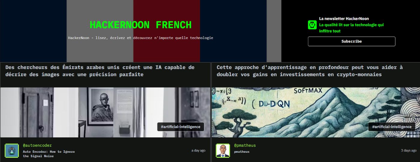 French version of the HackerNoon homepage