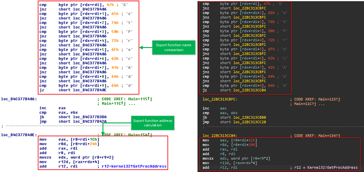 Figure 2: Comparison between the packer of CVE-2017-0005 (left) and that of CVE-2019-0803 (right).