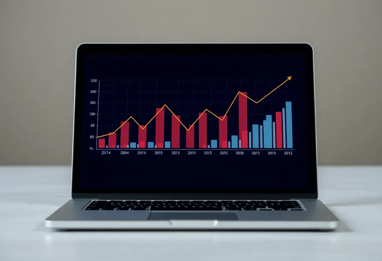 economic chart on a laptop screen