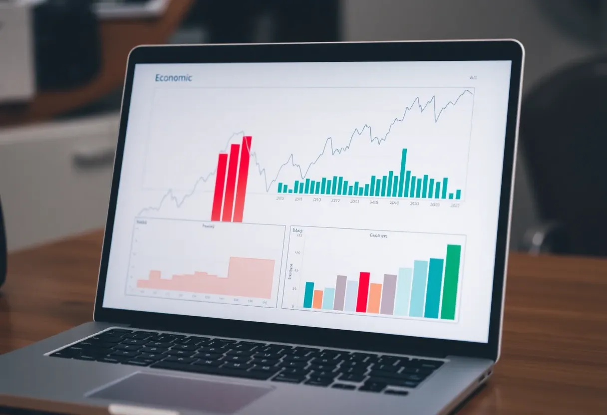 economic charts on a laptop screen